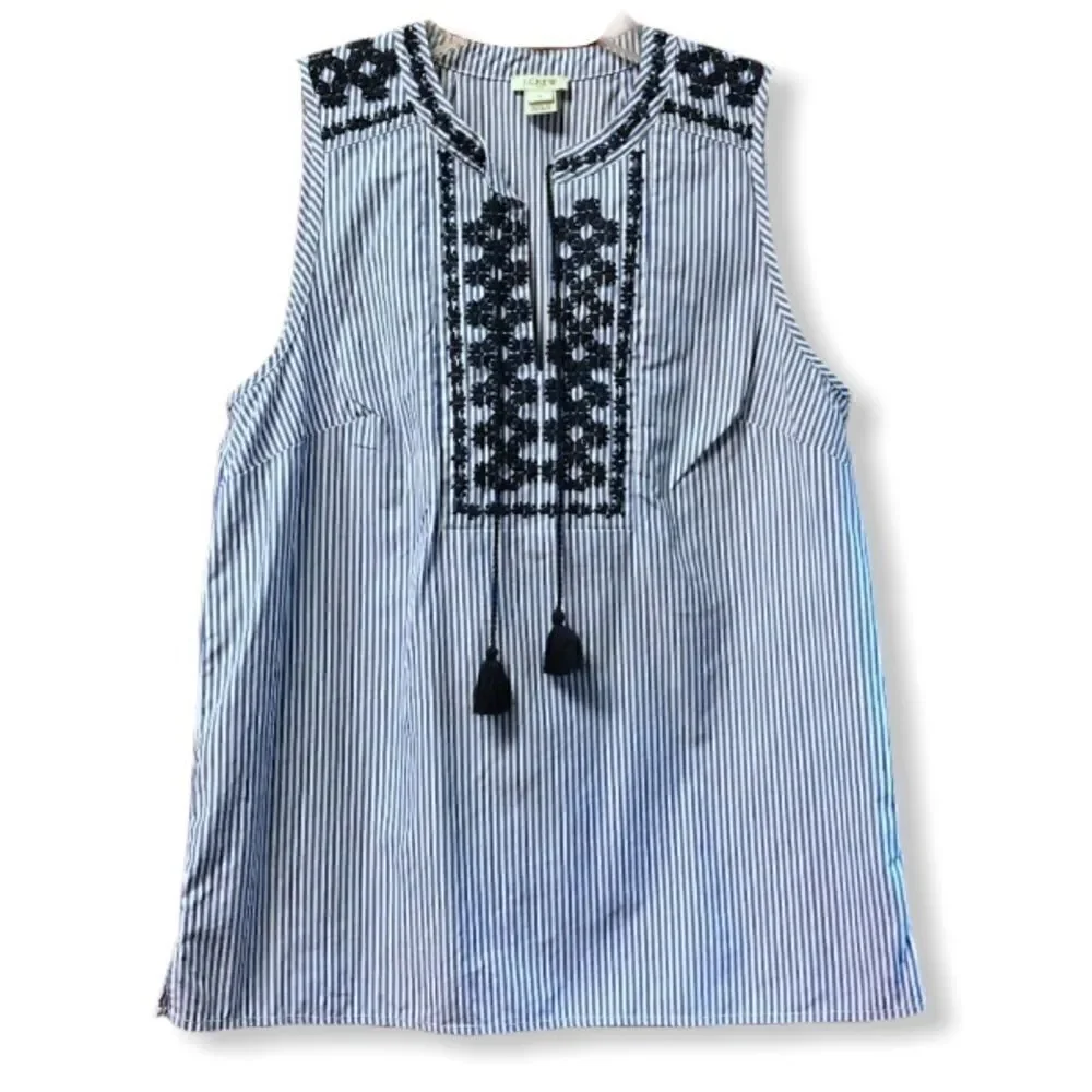 J. CREW embroidered peasant top Blue